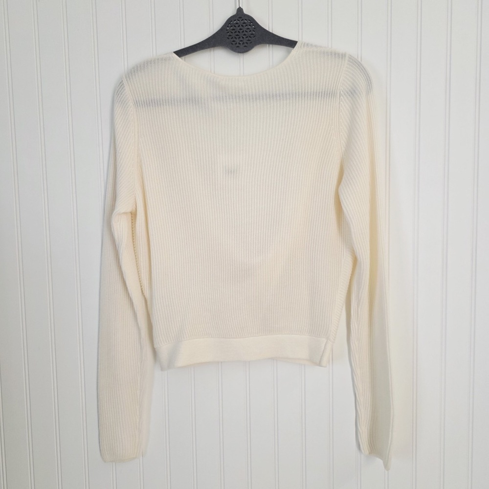 LYR by Splendind Women White Loopknit Surplice Sweater Size Small - Picture 3 of 10
